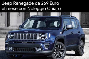 Jeep Renegade tua da 269 Euro al mese con Noleggio Chiaro da Spazio a Torino